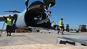 U.S. Marine UH-1Y Venom Helicopters unloaded from C-5 Galaxy Timelapse
