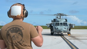 Navy MH-60s take off in support of Mobility Guardian 2023 SAR