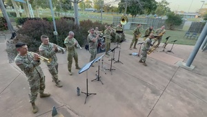 America’s First Corps Band performs alongside Australian counterparts during impromptu dinner performance