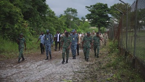 Multinational distinguished visitors from arrive to view the culmination of Tradewinds 2023