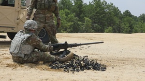 U.S. Army Reserve Soldiers train on the .50 caliber automatic machine gun