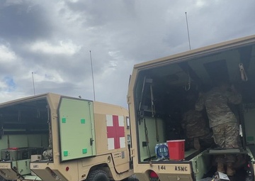 Soldiers of the 144th Area Support Company, Utah National Guard, prepare for medical support mission during Talisman Sabre 23