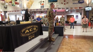 Fort McCoy Garrison commander provides remarks during Army Community Service birthday celebration at Fort McCoy