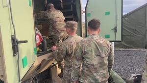 Soldiers with the 144th Area Support Company, Utah Army National Guard, leave for field to provide support for night airborne training during Talisman Sabre 23