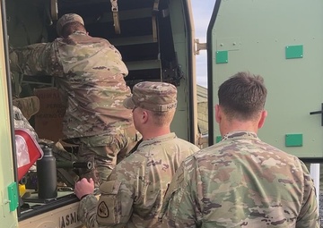 Soldiers with the 144th Area Support Company, Utah Army National Guard, leave for field to provide support for night airborne training during Talisman Sabre 23