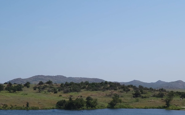 Kayakers on Lake Jed Johnson in the Wichita Mountains