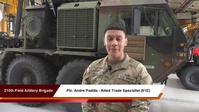 Soldier Spotlight - Spc. Andre Padilla, 210th Field Artillery Brigade