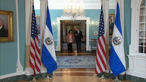 Secretary of State Antony J. Blinken meets with Salvadoran Foreign Minister Alexandra Hill Tinoco at the Department of State