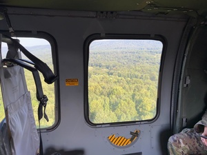 Officer candidate school instructors fly in UH-60 Black Hawk