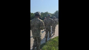 Officer candidates load onto a Black Hawk