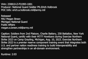 New York National Guard Artillery Shoots Howitzers at Exercise Northern Strike 2023