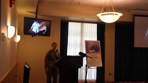 Speaker gives presentation during Fort McCoy's 2023's observance of Women's Equality Day, Part II