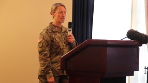 Speaker gives presentation during Fort McCoy's 2023's observance of Women's Equality Day, Part III