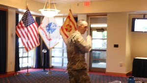 Fort McCoy Garrison commander gives closing comments during 2023 Fort McCoy Women's Equality Day observance