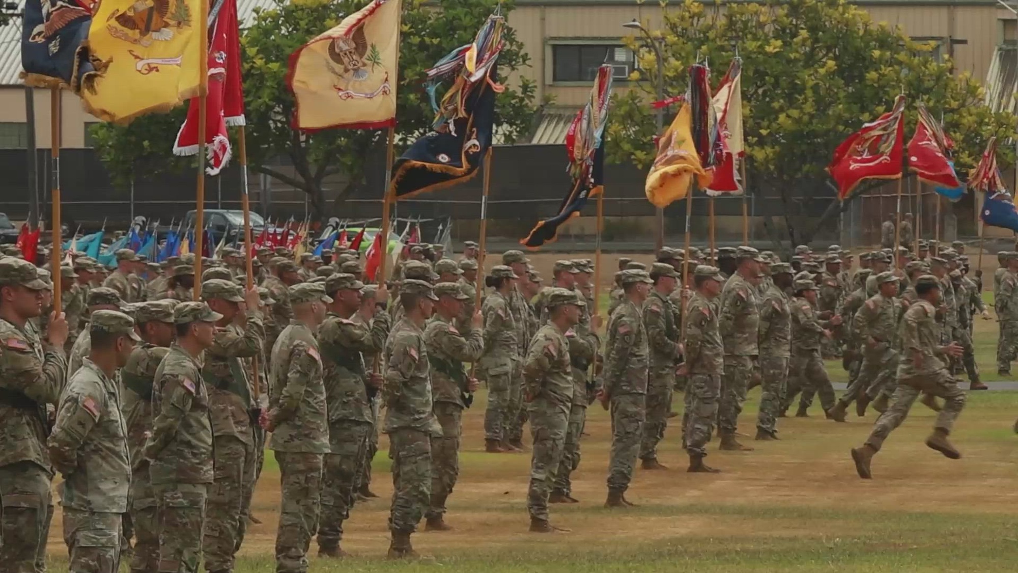 U.S. Army Soldiers of the 25th Infantry Division participated in the division change of command ceremony at Schofield Barracks, Hawaii, Aug. 25, 2023. Maj. Gen. Joseph A. Ryan is now assigned as Assistant Deputy Chief of Staff, G-3/5/7, Headquarters, Dept. of the Army, Washington, D.C., and Maj. Gen. Marcus S. Evans most recently served as the Chief of Staff, U.S. Special Operations Command.