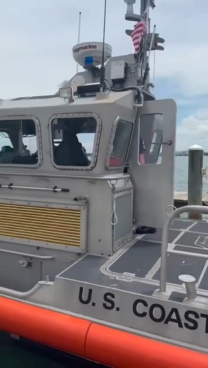 Coast Guard Sector St. Petersburg area rescue boats stage outside the storm