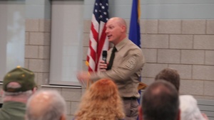 Fort McCoy Garrison Command Sergeant Major gives remarks for 2023 Fort McCoy Retiree Appreciation Day