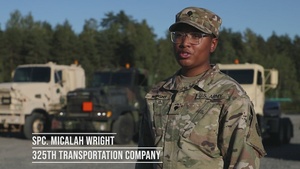 The 325th Transportation Company executes a transportation mission to retrieve vehicles in Poland