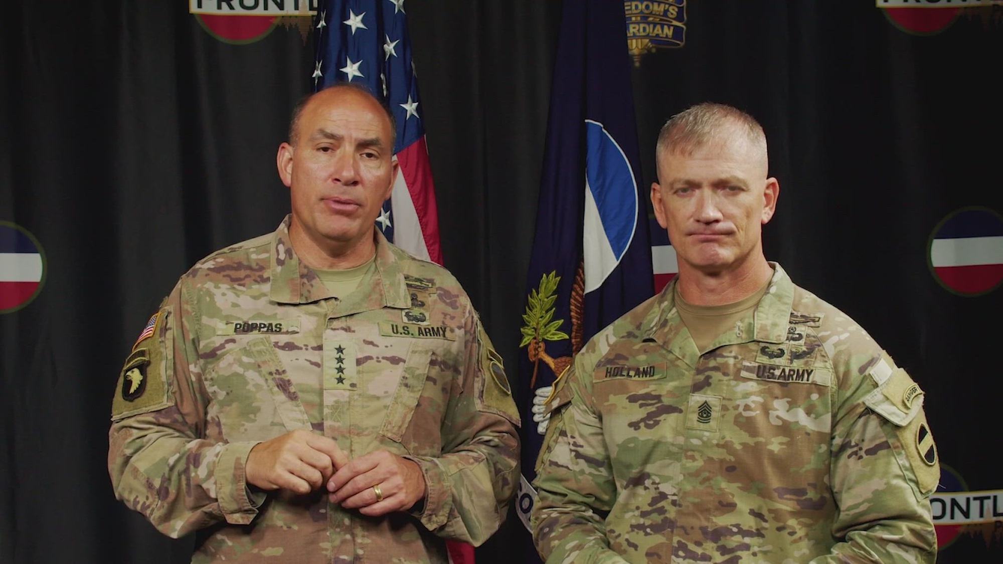 U.S. Army Forces Command, Commanding General Andrew Poppas and Command Sergeant Major TJ Holland discuss suicide prevention and ACE; Ask, Care and Escort. If you are struggling or having  thoughts of harming yourself call 988. You can also speak with a Chaplain, Military Family Life Counselors for help.