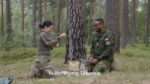 Canadian and Slovenian soldiers swap rations (Master with subs)