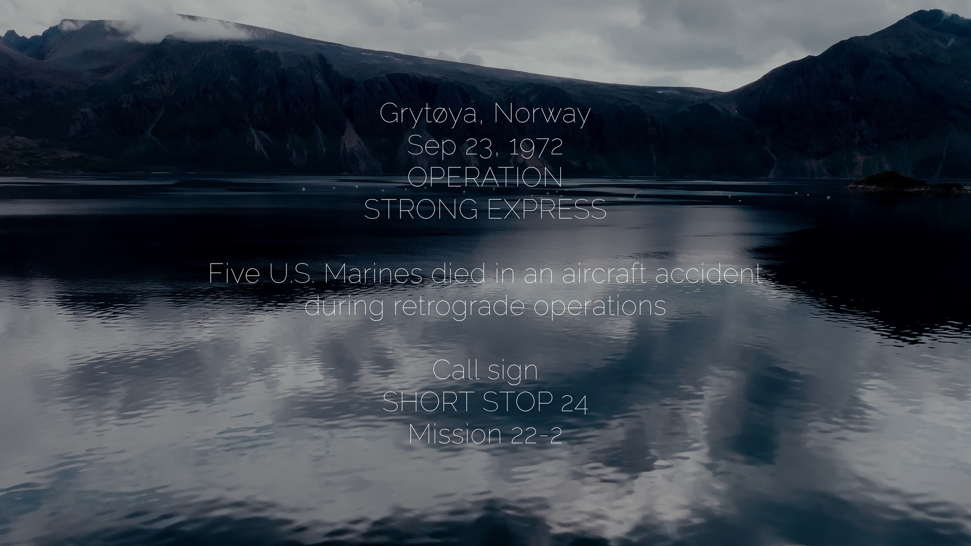 Five U.S. Marines tragically lost their lives in a helicopter accident during retrograde operations on September 23, 1972, on Grytoya Island in Norway as part of Operation Strong Express. Among the fallen was First Lieutenant Henry N. Pilger, who served as the co-pilot of the ill-fated aircraft. Years later, a local Norwegian hiker stumbled upon an unexpected discovery: Pilger&#39;s Naval Academy ring on the very island where the tragic crash had occurred. This poignant documentary delves into the remarkable journey of the ring, its eventual return to the Marine&#39;s grieving family, and the enduring memorial erected in honor of these brave Marines.