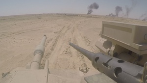 U.S. Soldiers assigned to Task Force Reaper, maneuver M1A2 Abrams Tanks in preparation for a combined live fire exercise during exercise Bright Star 2023