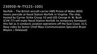 HMS Prince of Wales (R09) Arrives at Naval Station Norfolk