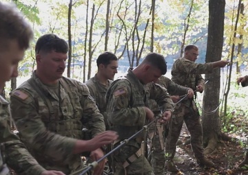 Soldiers with the 10th Mountain Division conducted a rappelling and rope management lane during Alpine Readiness Week, Oct. 3, 2023, on Fort Drum, New York.