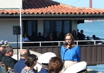 Service Members and Distinguished Guests Observe the Parade of Ships at San Francisco Fleet Week Parade of Ships 2023