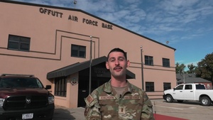 2nd  Lt. Abraham Kinghorn gives a shoutout to the Air Force Falcons