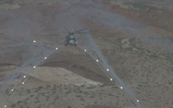 U.S. Marines perform terrain flying, aerial gunnery and external heavy lifts with CH-53K King Stallion (B-Roll)