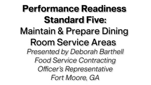 PRS 5 - Maintain and Prepare Dining Room Service Area | Warrior Restaurant Inspection Guide