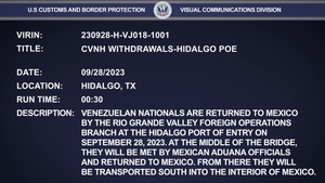 CVNH Withdrawals, Hidalgo POE