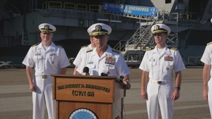 CSG2, CVN69, and CVW-3 speak with media
