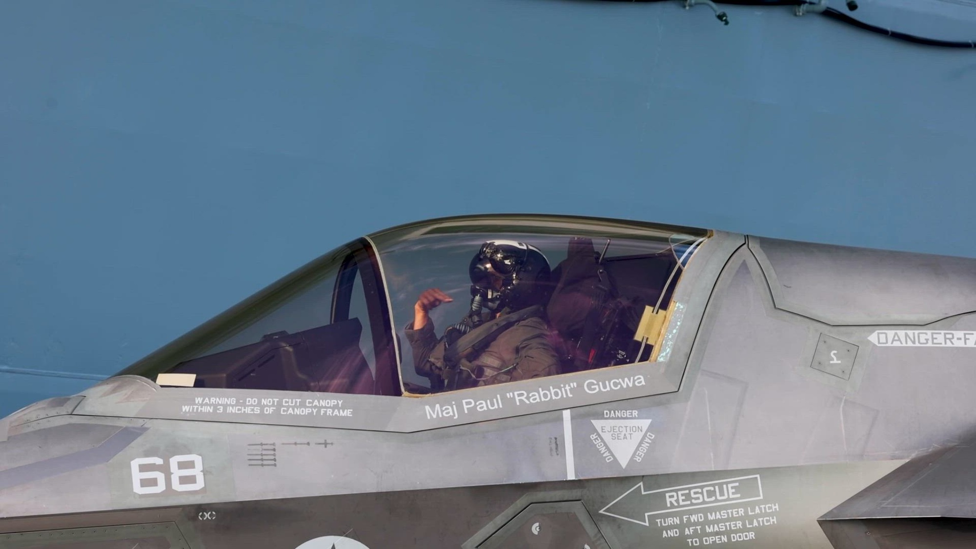 Patuxent River F-35 Integrated Test Force (PAX ITF) weapons handlers load an F-35B Lightning II short takeoff vertical landing variant (STOVL) fighter aircraft and HMS Prince of Wales aircraft handlers launch marshal it for a STO during test flights as part of developmental test phase 3 (DT-3) aboard the U.K.&#39;s newest aircraft carrier in the Western Atlantic Ocean Oct. 14, 2023 . (Video courtesy of Royal Navy)