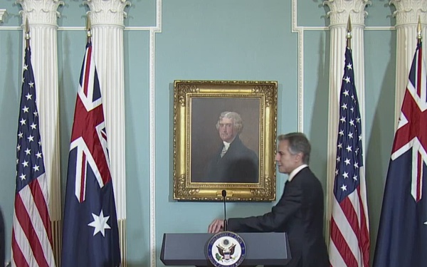 Secretary Blinken delivers remarks at a signing ceremony for the U.S.-Australia Technology Safeguards Agreement