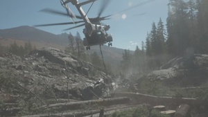 U.S. Marines, Sailors and Forest Service personnel recover a downed U.S. Navy MH-60S Seahawk (B-Roll)