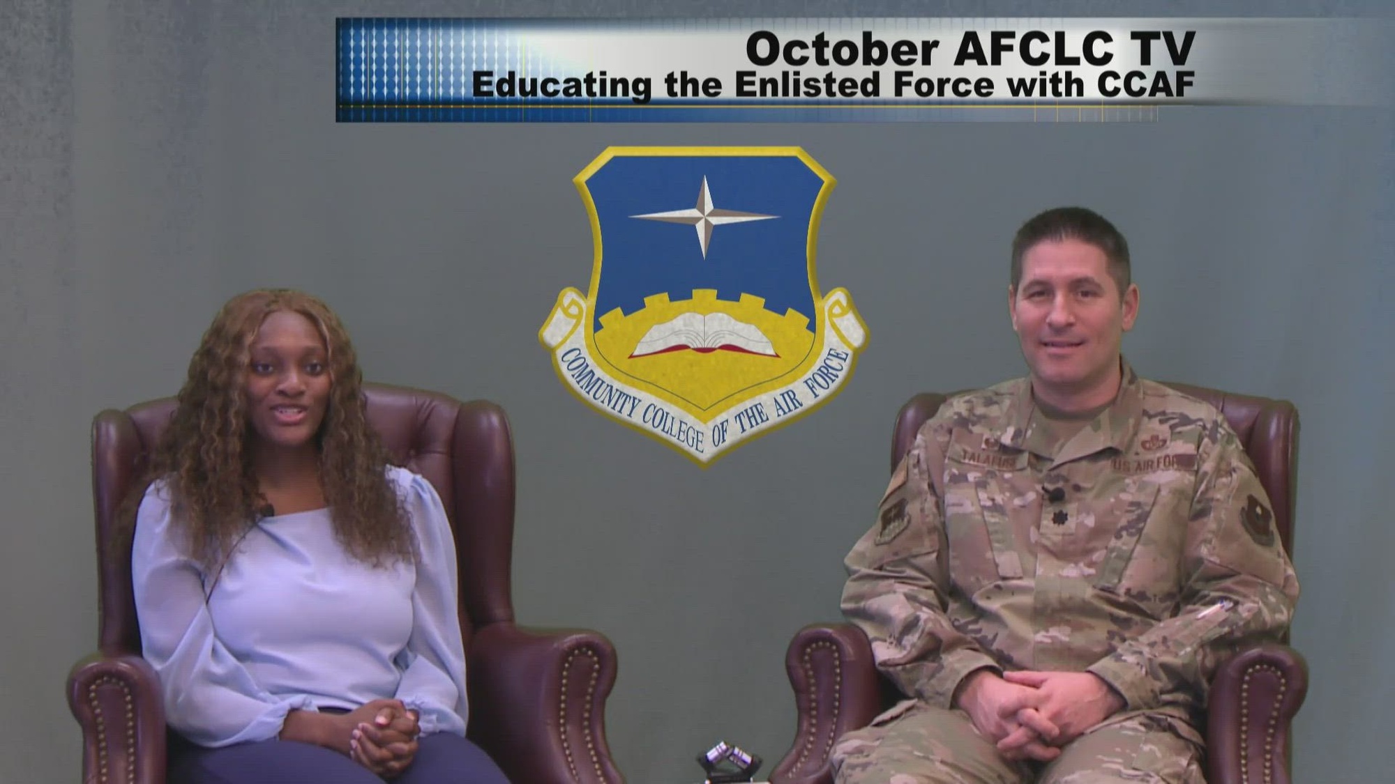 On this episode of AFCLC TV, we chatted with Lt. Col. Thomas Talafuse, Commander, Community College of the Air Force, on educational opportunities for the enlisted force through CCAF.