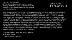JTF-RH Deputy Commander Receives Update Marking the Halfway Point of the Approximate Amount of Fuel Removed from the Red Hill Bulk Fuel Storage Facility