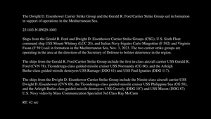 Gerald R. Ford and Dwight D. Eisenhower Carrier Strike Groups Support Operations in the Mediterranean Sea