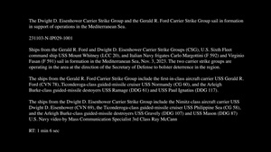 Gerald R. Ford and Dwight D. Eisenhower Carrier Strike Groups Support Operations in the Mediterranean Sea