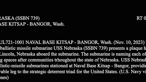 DVIDS - Video - USS Nebraska Names Spaces to Honor Home State