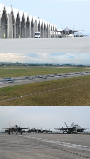 United in Strength: aircraft line the runway at Kadena Air Base Reel
