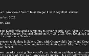 Brig. Gen. Gronewold Sworn In as Oregon Adjutant General