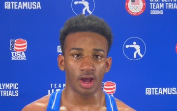 Pfc. Obed Bartee-El of the U.S. Army World Class Athlete Program talks after his 176-pound semifinal