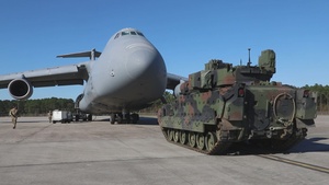 Army and Air Force Load Bradley Fighting Vehicle on C-5 Galaxy B-Roll