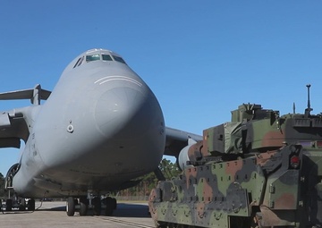 Army and Air Force Load Bradley Fighting Vehicle on C-5 Galaxy B-Roll