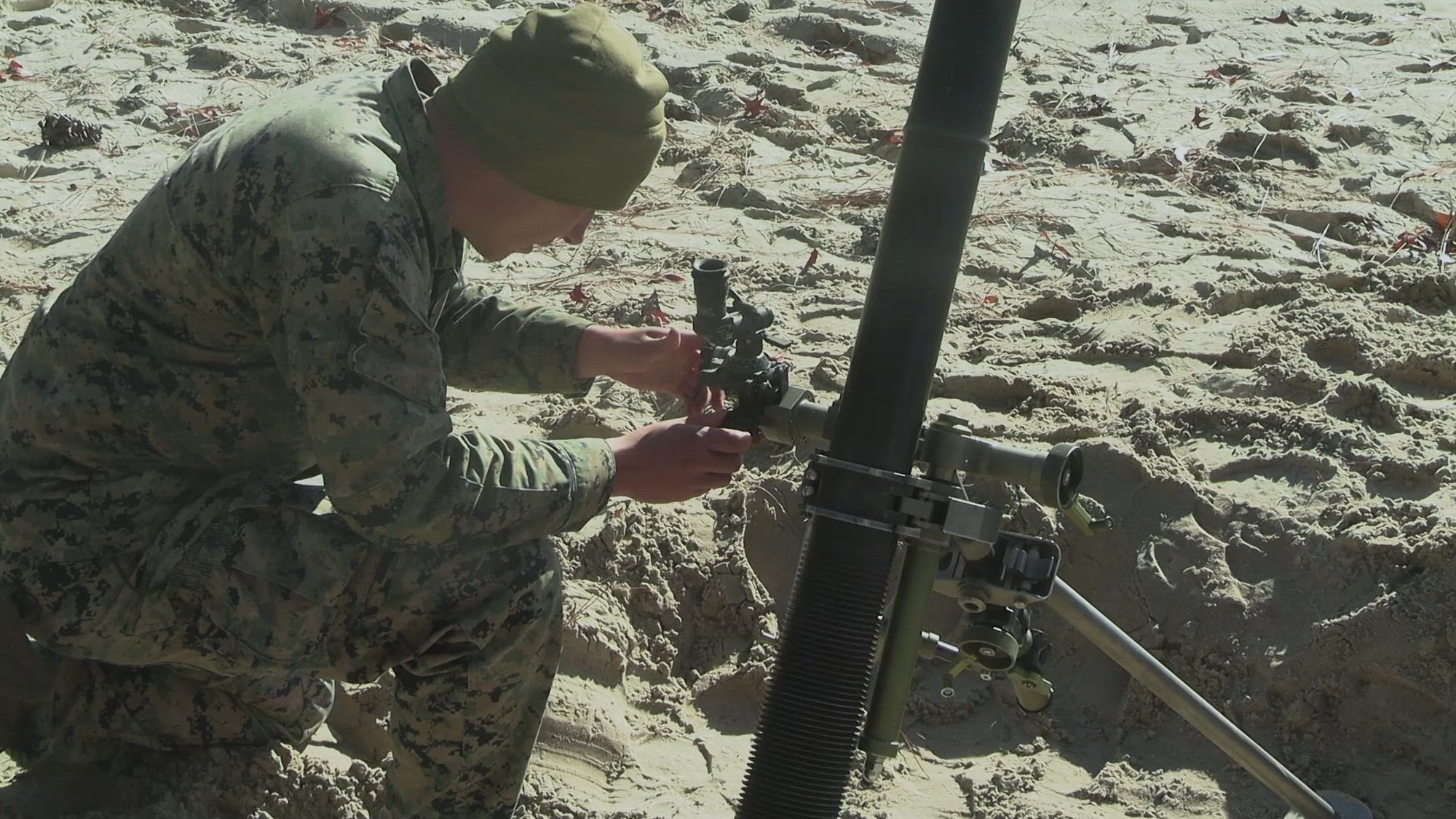 U.S. Marines with 2d Battalion, 8th Marine Regiment, 2d Marine Division fire a M252 81MM mortar in support of 3rd Battalion, 2d Marine Regiment, 2d Marine Division’s Marine Corps Combat Readiness Evaluation (MCCRE) Dec. 12, 2023 on Camp Lejeune, North Carolina. The MCCRE involves a range of scenarios and challenges that test the unit&#39;s ability to plan, coordinate, and execute complex missions, including offensive and defensive operations, logistics, and communications. (U.S. Marine Corps video by Lance Cpl. Damian Oso)