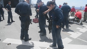USS Hershel "Woody" Williams (ESB 4) Sailors Conduct Small Arms Qualification