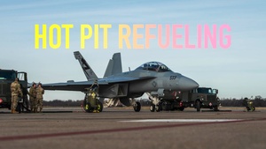 375th LRS Airmen perform hot-pit refuel on EA-18G Growler